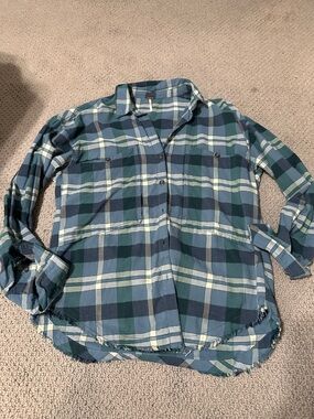 Free People blue checkered shirt